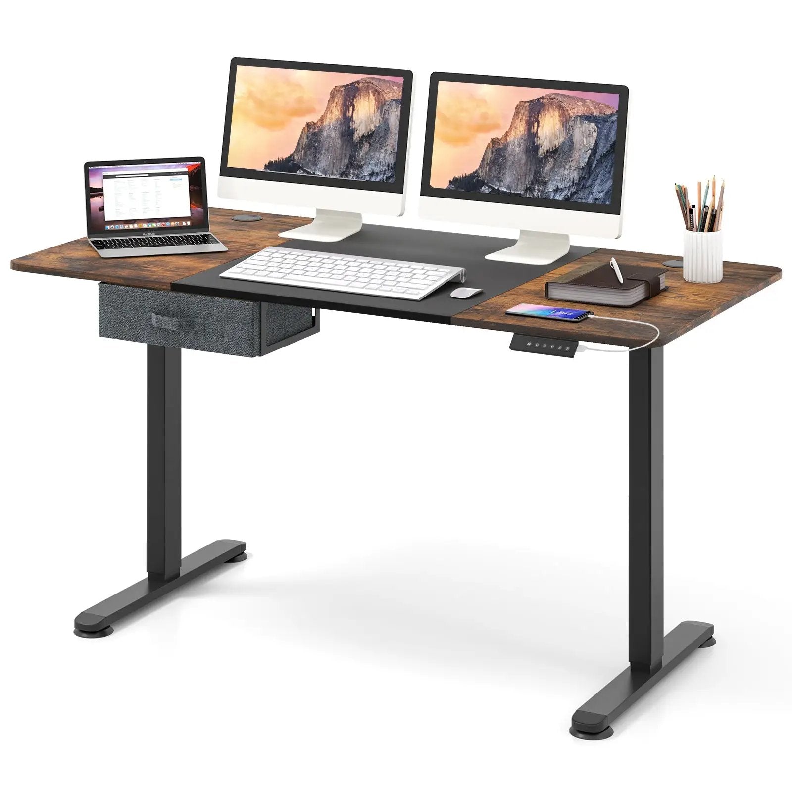 Height Adjustable Electric Standing Desk with USB Charging Port by DirectDeals