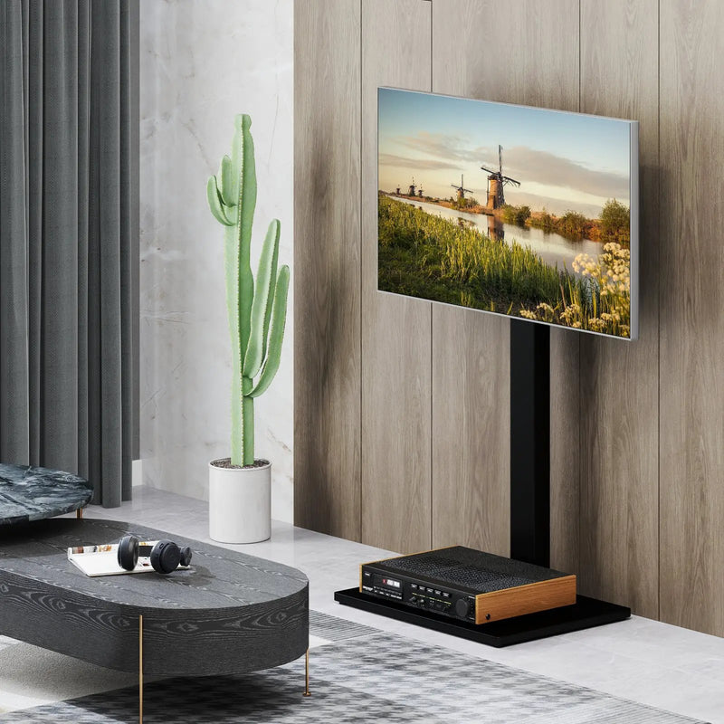 Height Adjustable Floor TV Stand with AV Shelf for 32-70 Inch TVs by DirectDeals