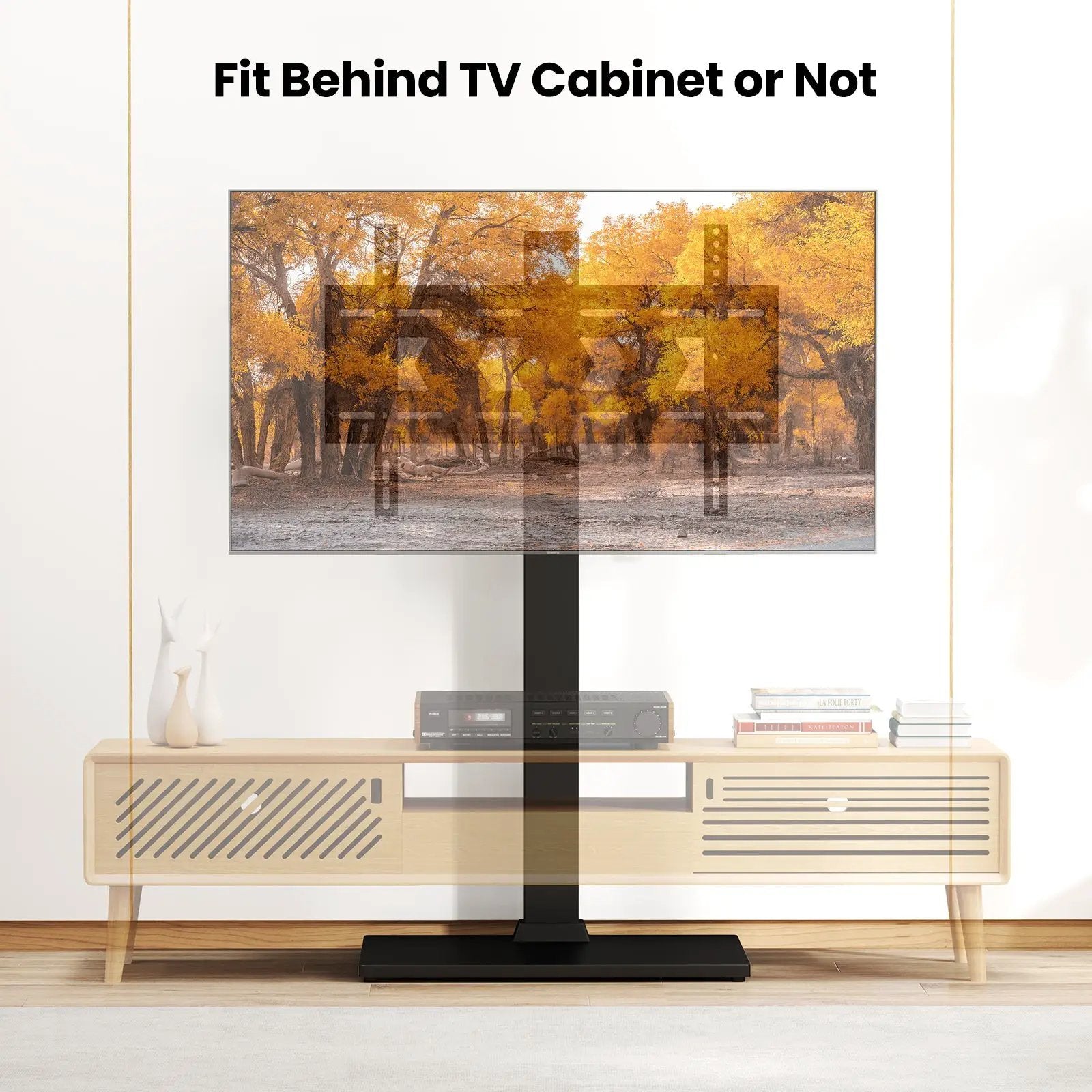 Height Adjustable Floor TV Stand with AV Shelf for 32-70 Inch TVs by DirectDeals