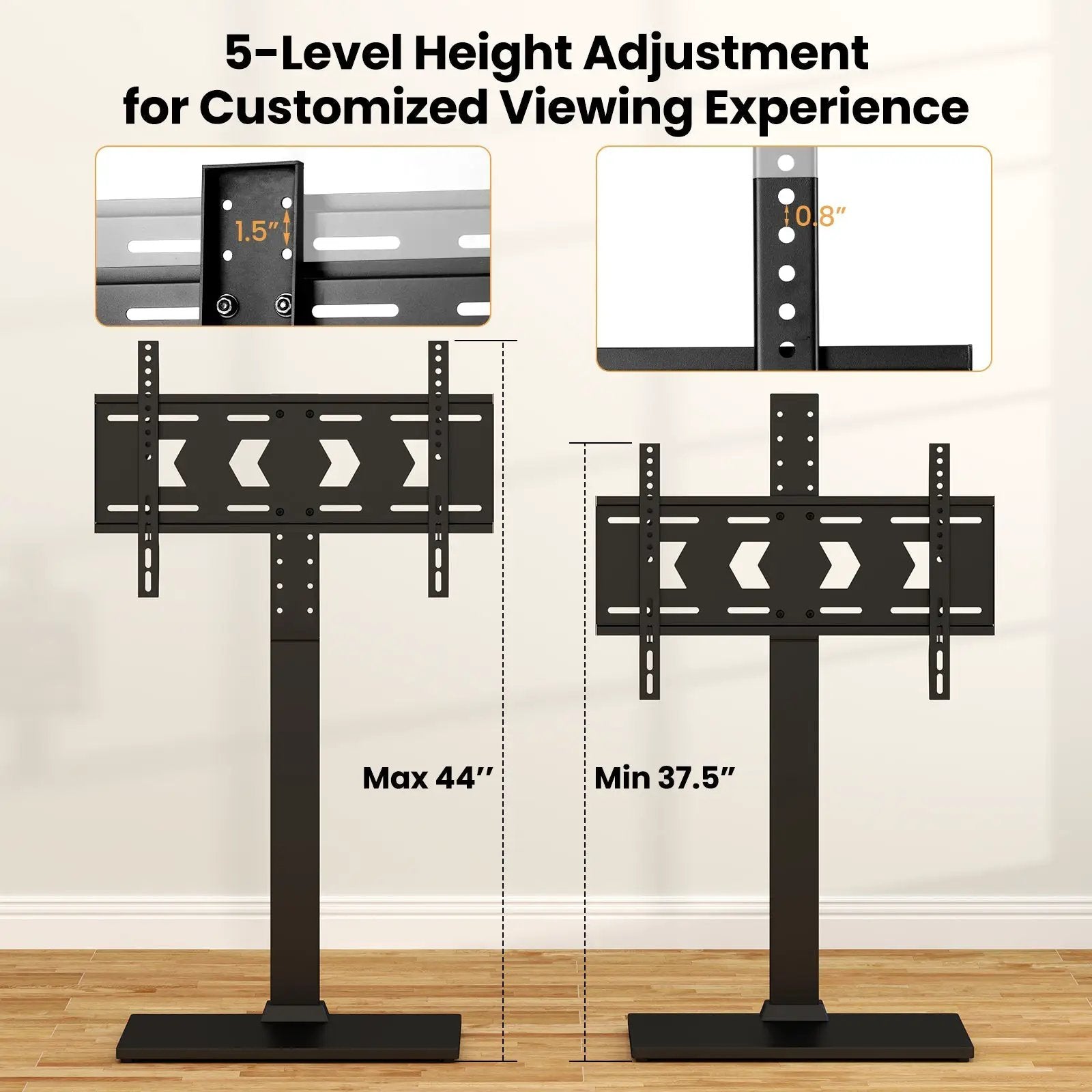 Height Adjustable Floor TV Stand with AV Shelf for 32-70 Inch TVs by DirectDeals