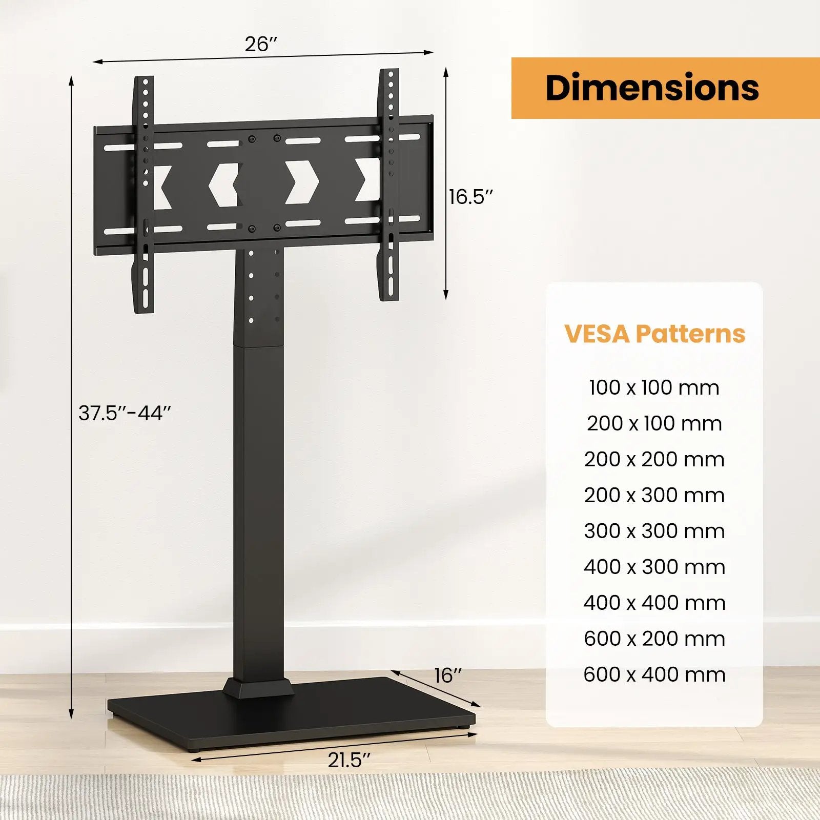 Height Adjustable Floor TV Stand with AV Shelf for 32-70 Inch TVs by DirectDeals