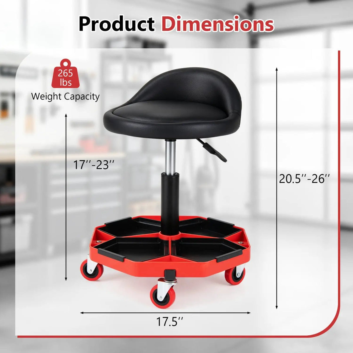 Adjustable Rolling Mechanic Seat with Storage Tray by DirectDeals