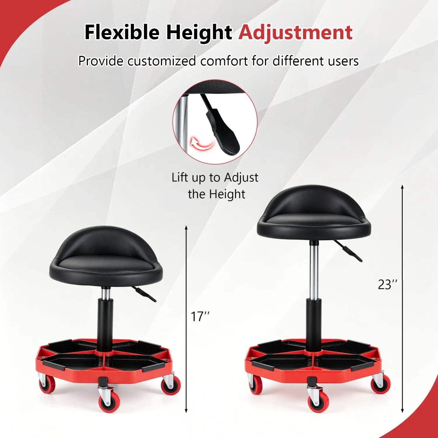 Adjustable Rolling Mechanic Seat with Storage Tray by DirectDeals