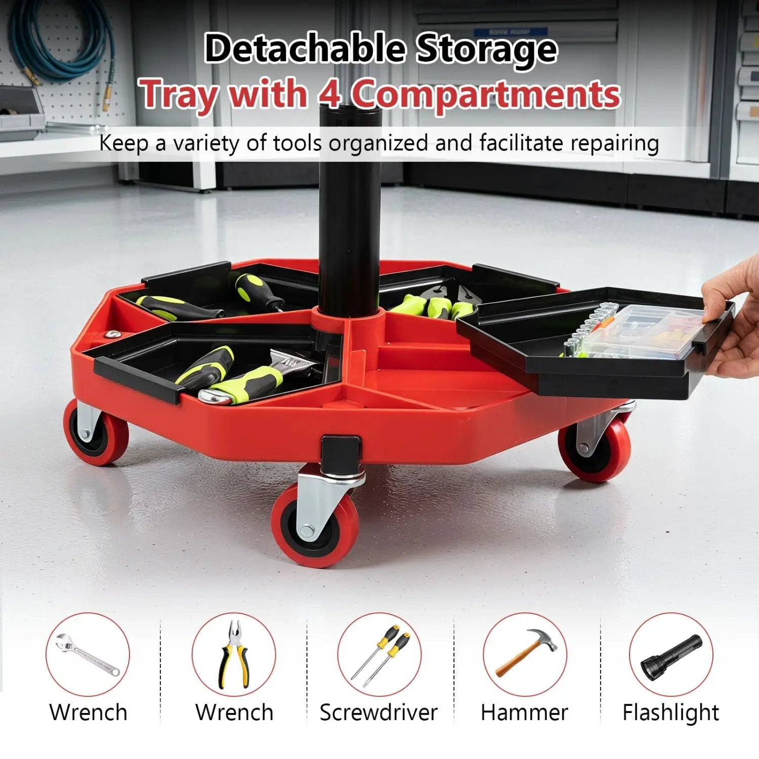 Adjustable Rolling Mechanic Seat with Storage Tray by DirectDeals