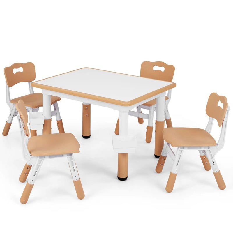 Kids Table and 4 Chairs Set with Adjustable Height by DirectDeals