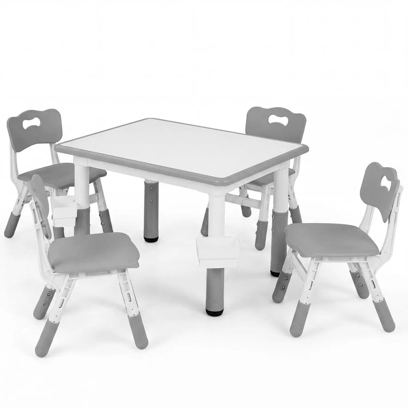Kids Table and 4 Chairs Set with Adjustable Height by DirectDeals