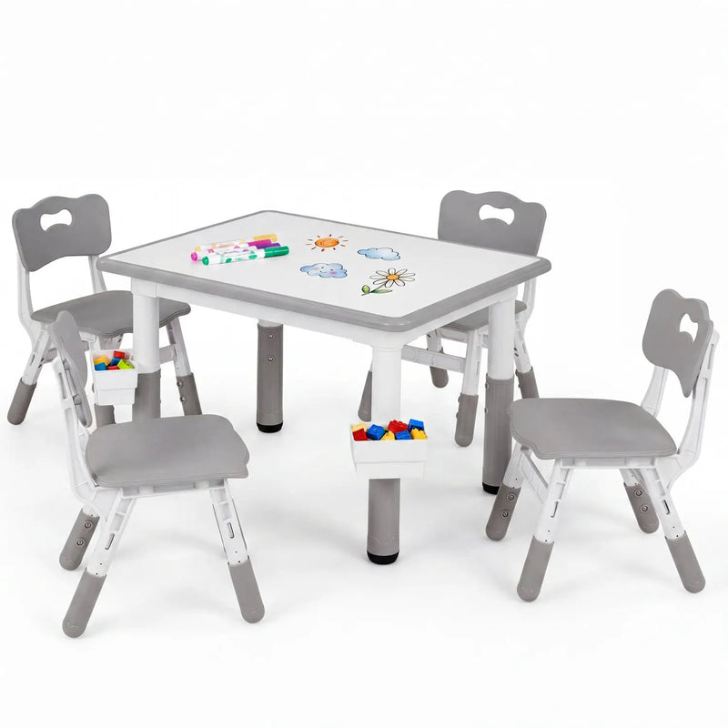 Kids Table and 4 Chairs Set with Adjustable Height by DirectDeals