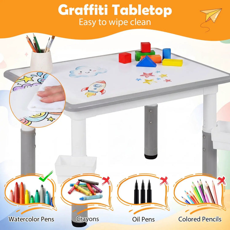 Kids Table and 4 Chairs Set with Adjustable Height by DirectDeals