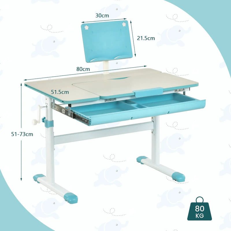 Height-Adjustable Kids Desk with Tilt Desktop and Book Stand by DirectDeals