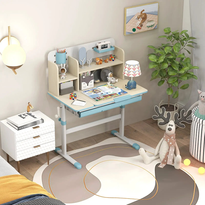 Height Adjustable Kids Study Desk with Tilt Desktop for 3-12 Years Old by DirectDeals