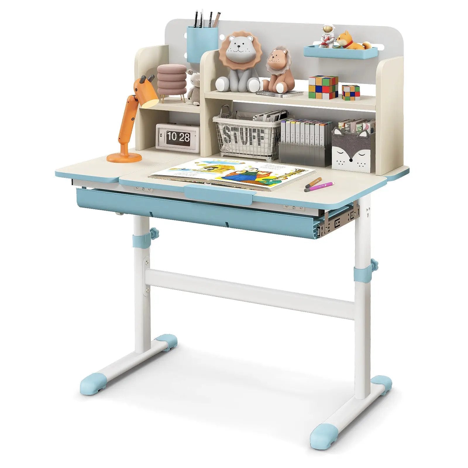 Height Adjustable Kids Study Desk with Tilt Desktop for 3-12 Years Old by DirectDeals