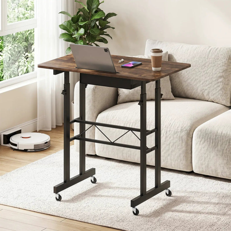 Height Adjustable Standing Desk with Wheels & Drawer by DirectDeals