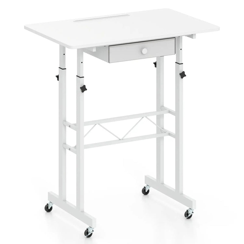 Height Adjustable Standing Desk with Wheels & Drawer by DirectDeals