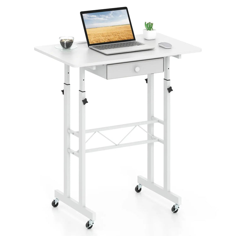 Height Adjustable Standing Desk with Wheels & Drawer by DirectDeals