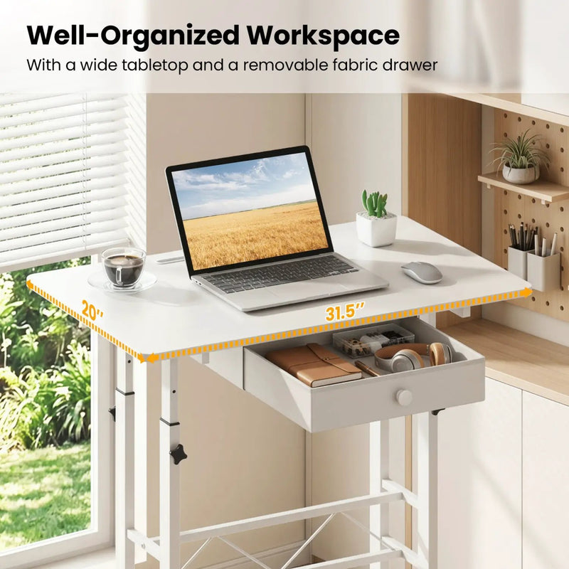 Height Adjustable Standing Desk with Wheels & Drawer by DirectDeals