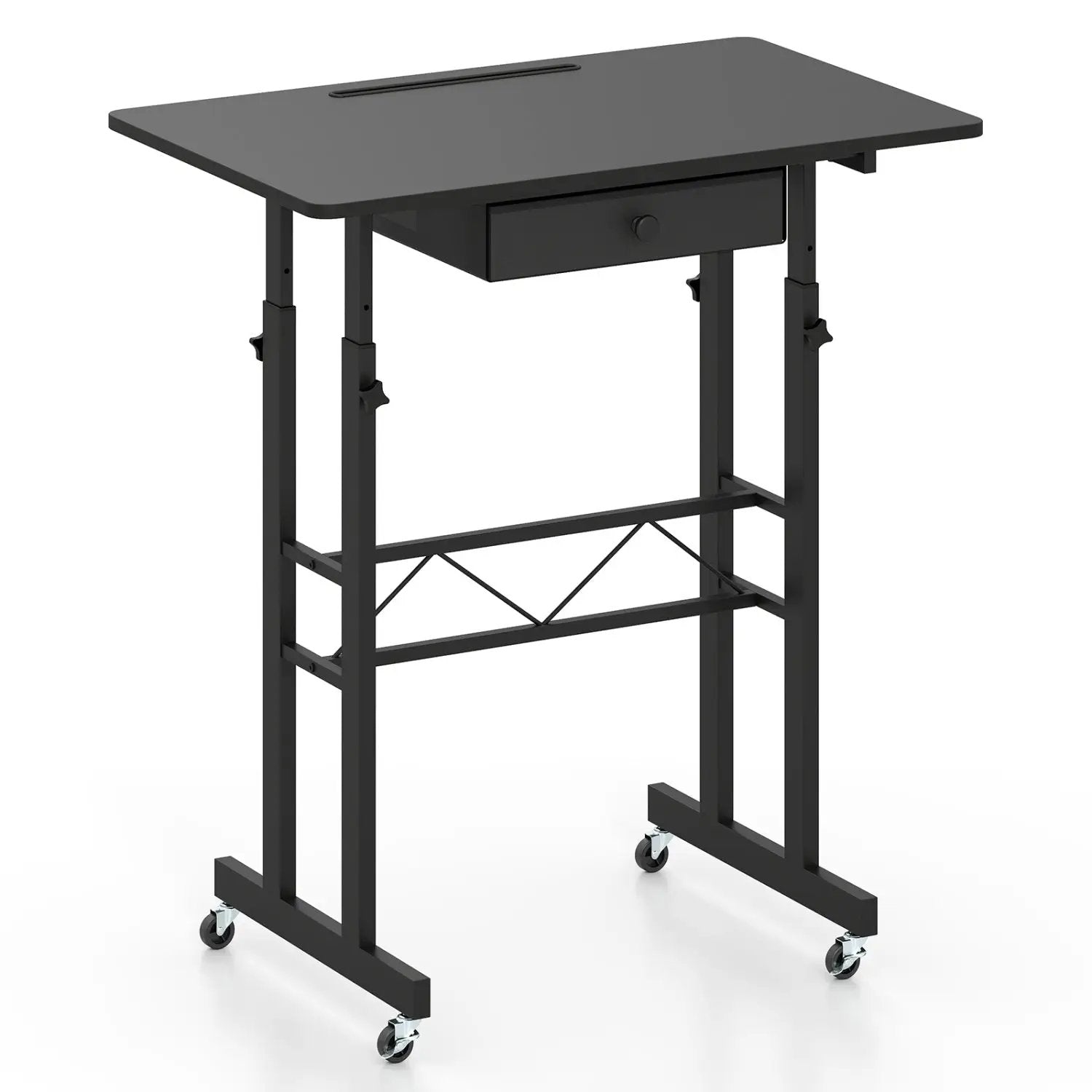 Height Adjustable Standing Desk with Wheels & Drawer by DirectDeals