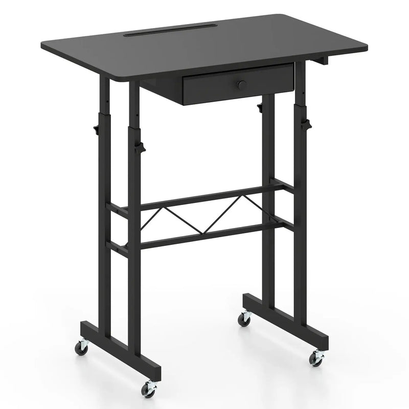 Height Adjustable Standing Desk with Wheels & Drawer by DirectDeals