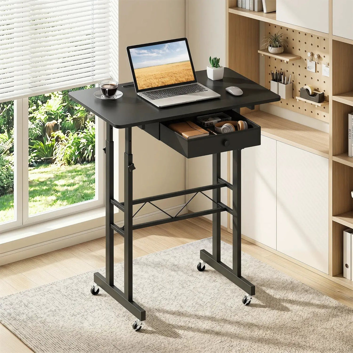 Height Adjustable Standing Desk with Wheels & Drawer, photo 9 of 24