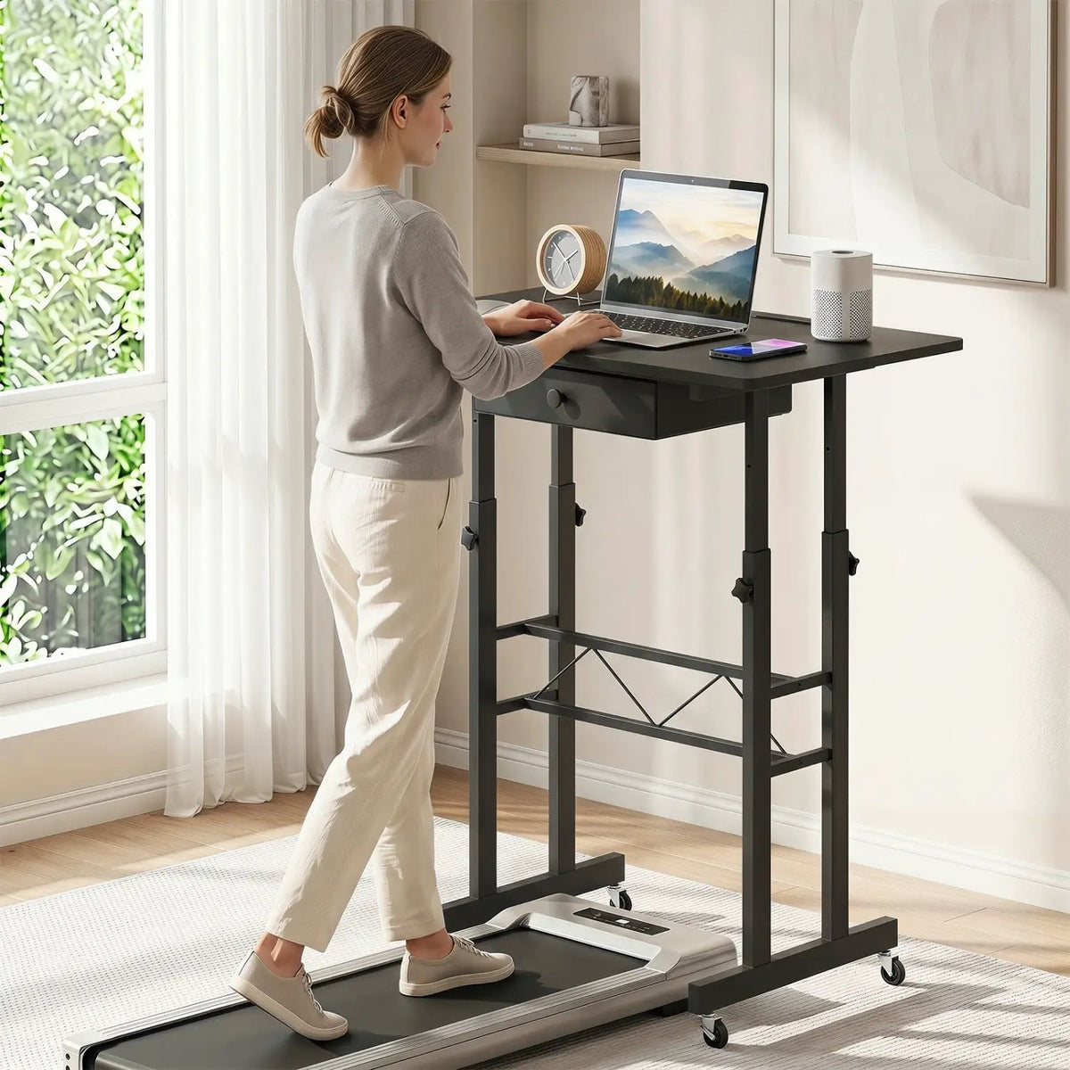 Height Adjustable Standing Desk with Wheels & Drawer, photo 14 of 24
