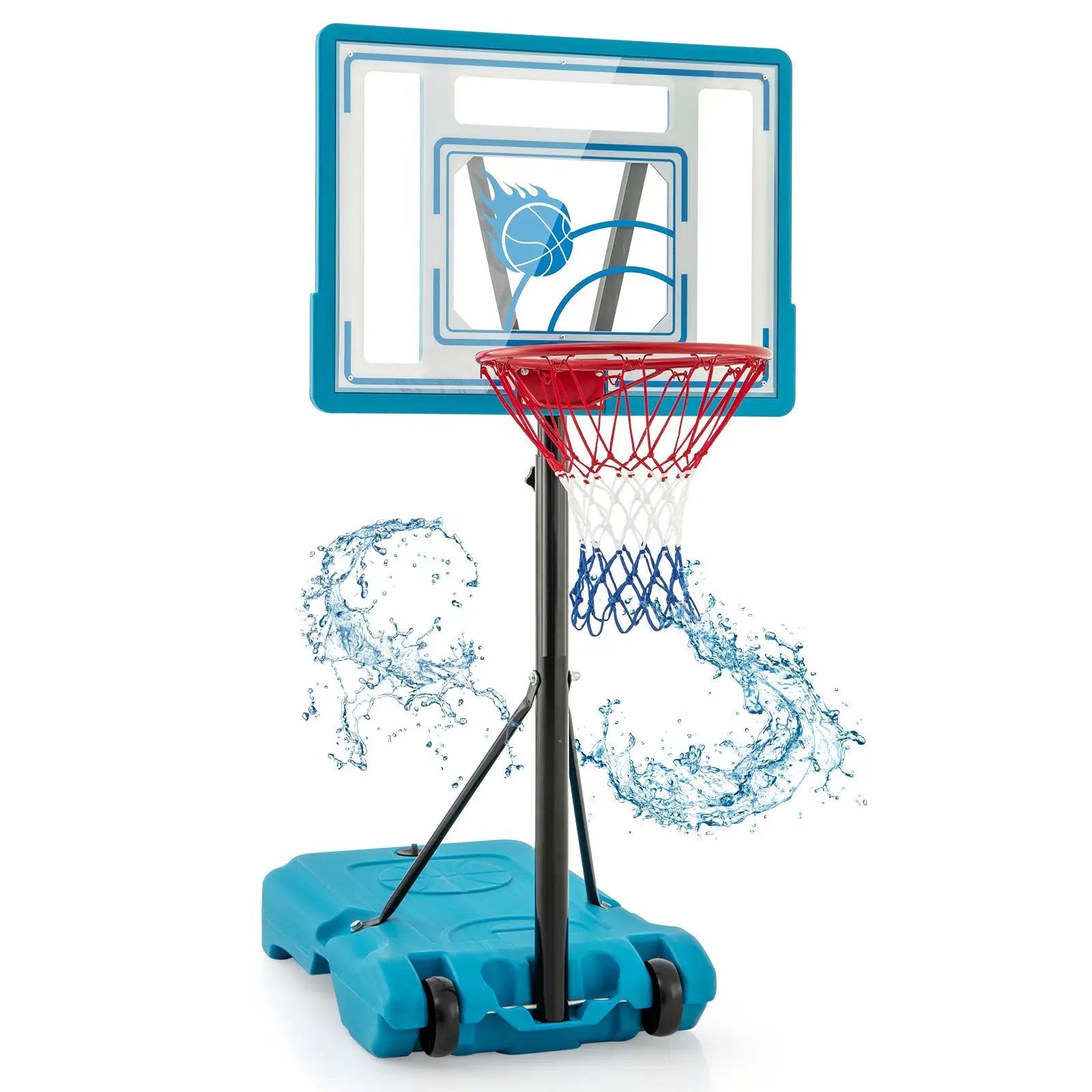 3.8-4.4 Feet Height Adjustable Pool Basketball Hoop for Kids Teens and Adults-Blue by DirectDeals