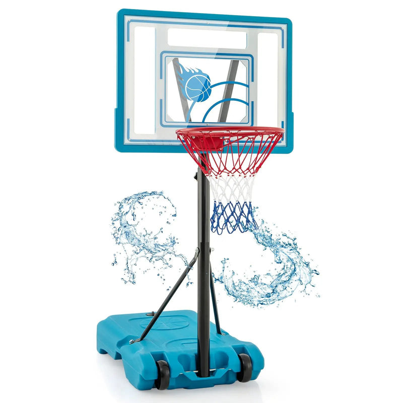3.8-4.4 Feet Height Adjustable Pool Basketball Hoop for Kids Teens and Adults-Blue by DirectDeals