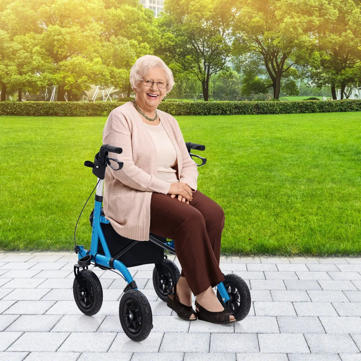 Height Adjustable Rollator Walker Foldable Rolling Walker with Seat for Seniors, photo 2 of 10