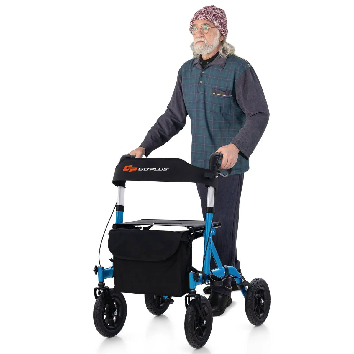 Height Adjustable Rollator Walker Foldable Rolling Walker with Seat for Seniors, photo 4 of 10