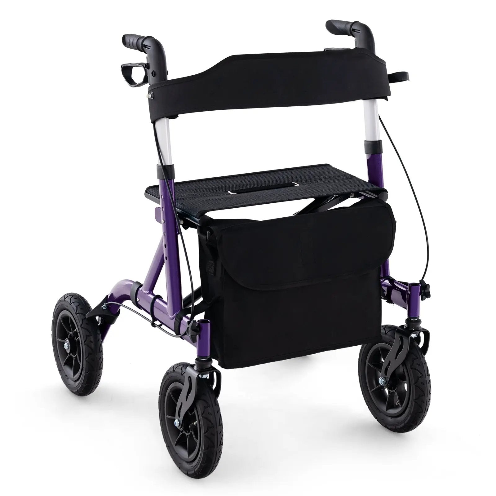 Height Adjustable Rollator Walker Foldable Rolling Walker with Seat for Seniors by DirectDeals