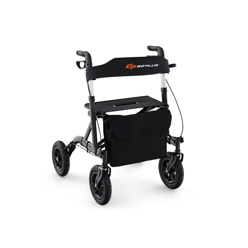 Height Adjustable Rollator Walker Foldable Rolling Walker with Seat for Seniors by DirectDeals