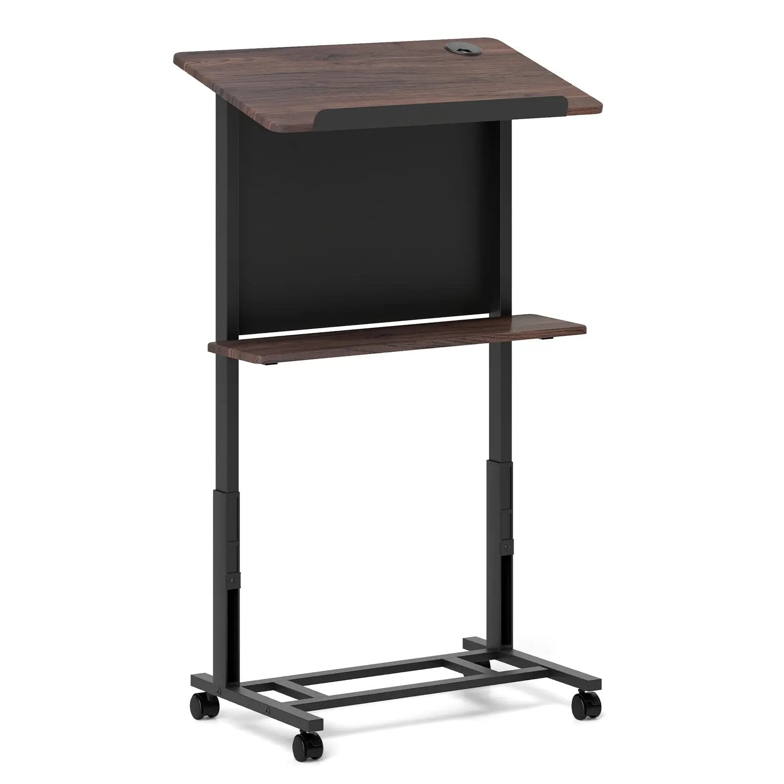40.5-49 Inch Height Adjustable Rolling Podium Stand Lectern Table-Black by DirectDeals