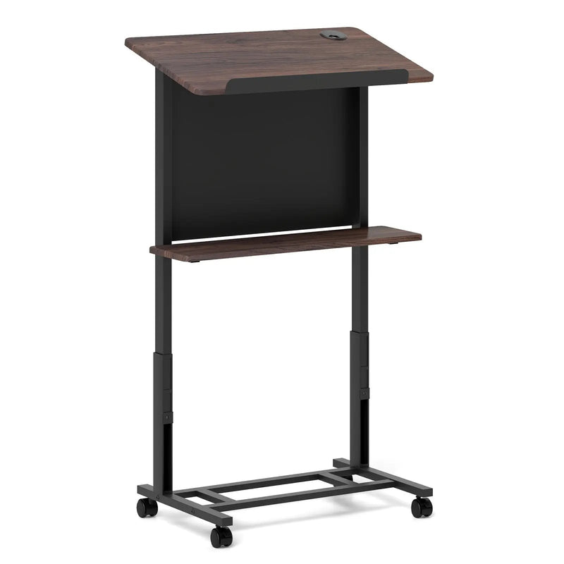 40.5-49 Inch Height Adjustable Rolling Podium Stand Lectern Table-Black by DirectDeals