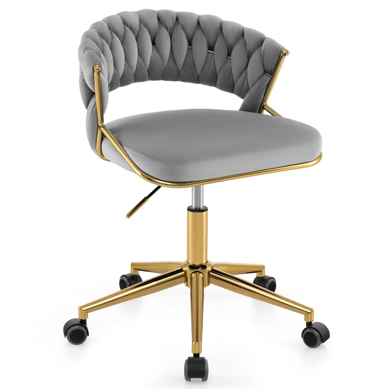 360¬∞ Height Adjustable Swivel Upholstered Desk Computer Chair with Hand-woven Back by DirectDeals