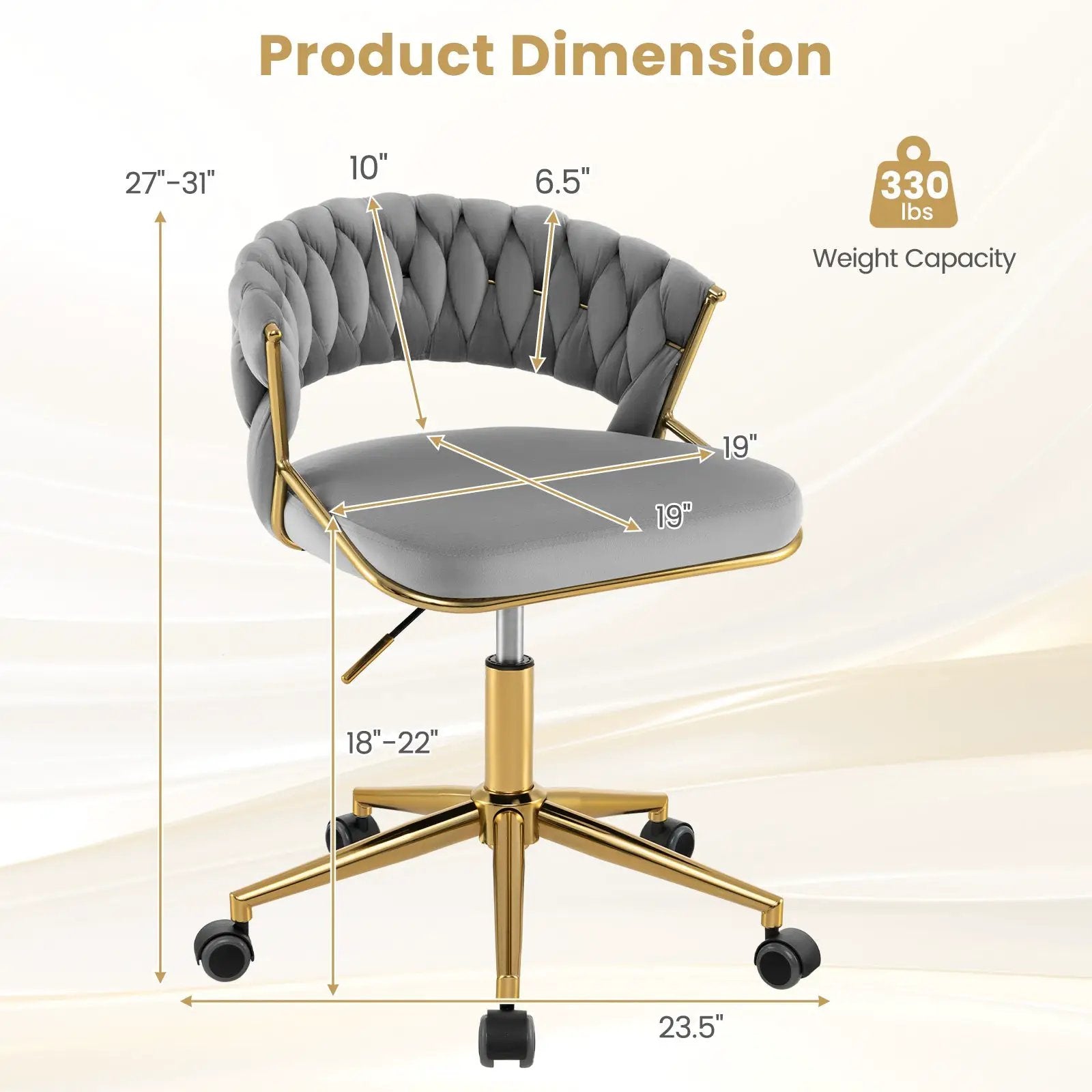 360¬∞ Height Adjustable Swivel Upholstered Desk Computer Chair with Hand-woven Back by DirectDeals
