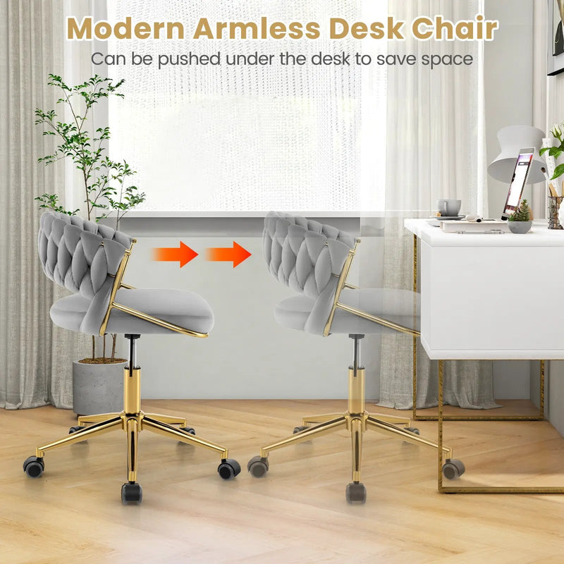 360¬∞ Height Adjustable Swivel Upholstered Desk Computer Chair with Hand-woven Back by DirectDeals