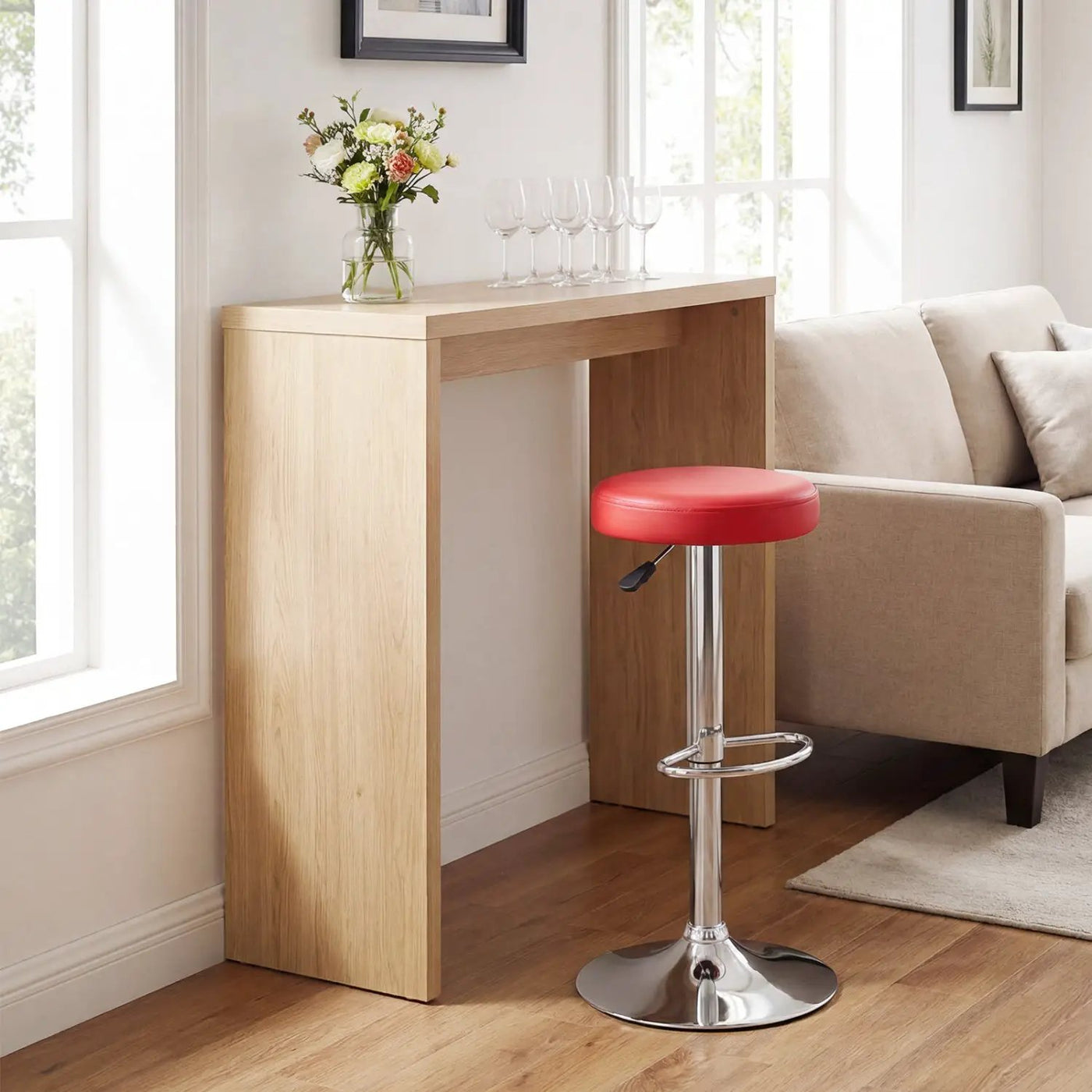 Adjustable Swivel Bar Stool with Footrest, 400 lbs Capacity by DirectDeals