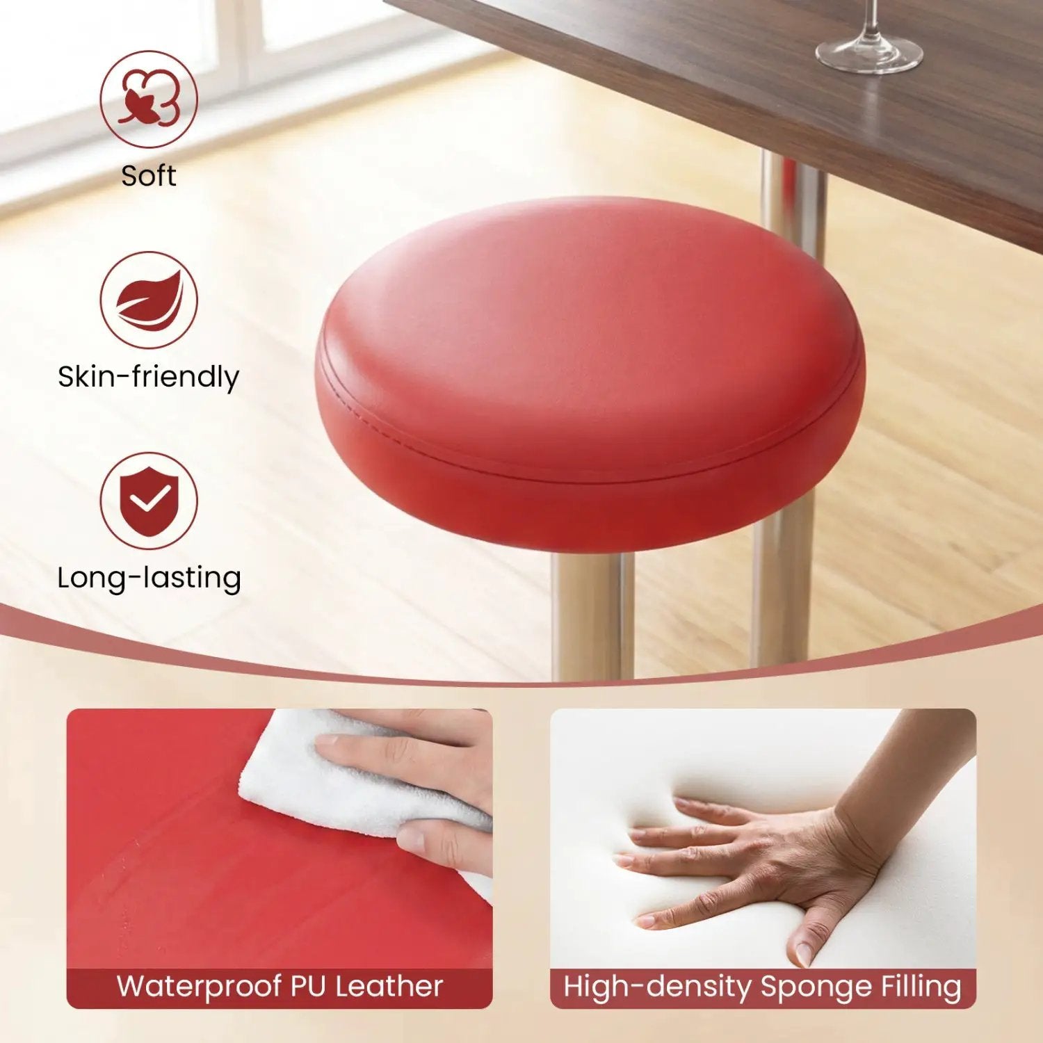 Adjustable Swivel Bar Stool with Footrest, 400 lbs Capacity by DirectDeals