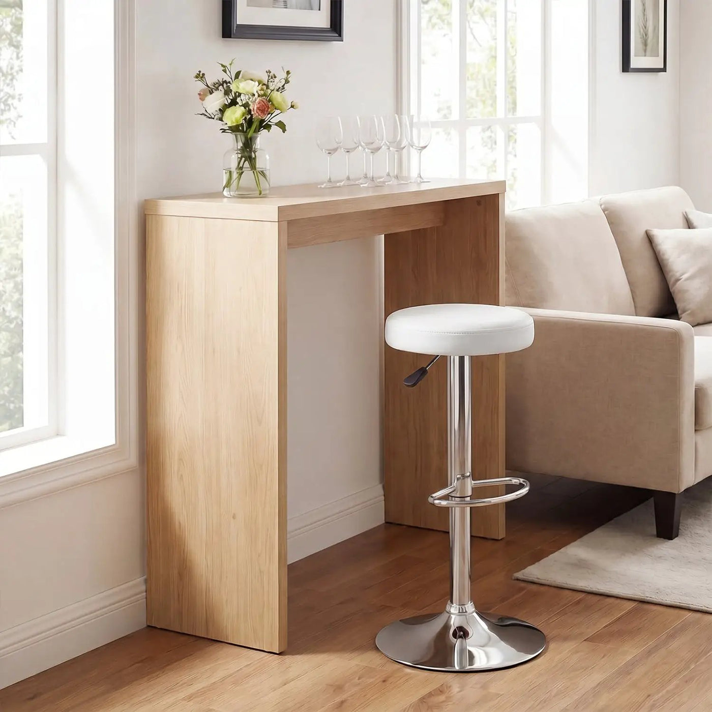 Adjustable Swivel Bar Stool with Footrest, 400 lbs Capacity by DirectDeals