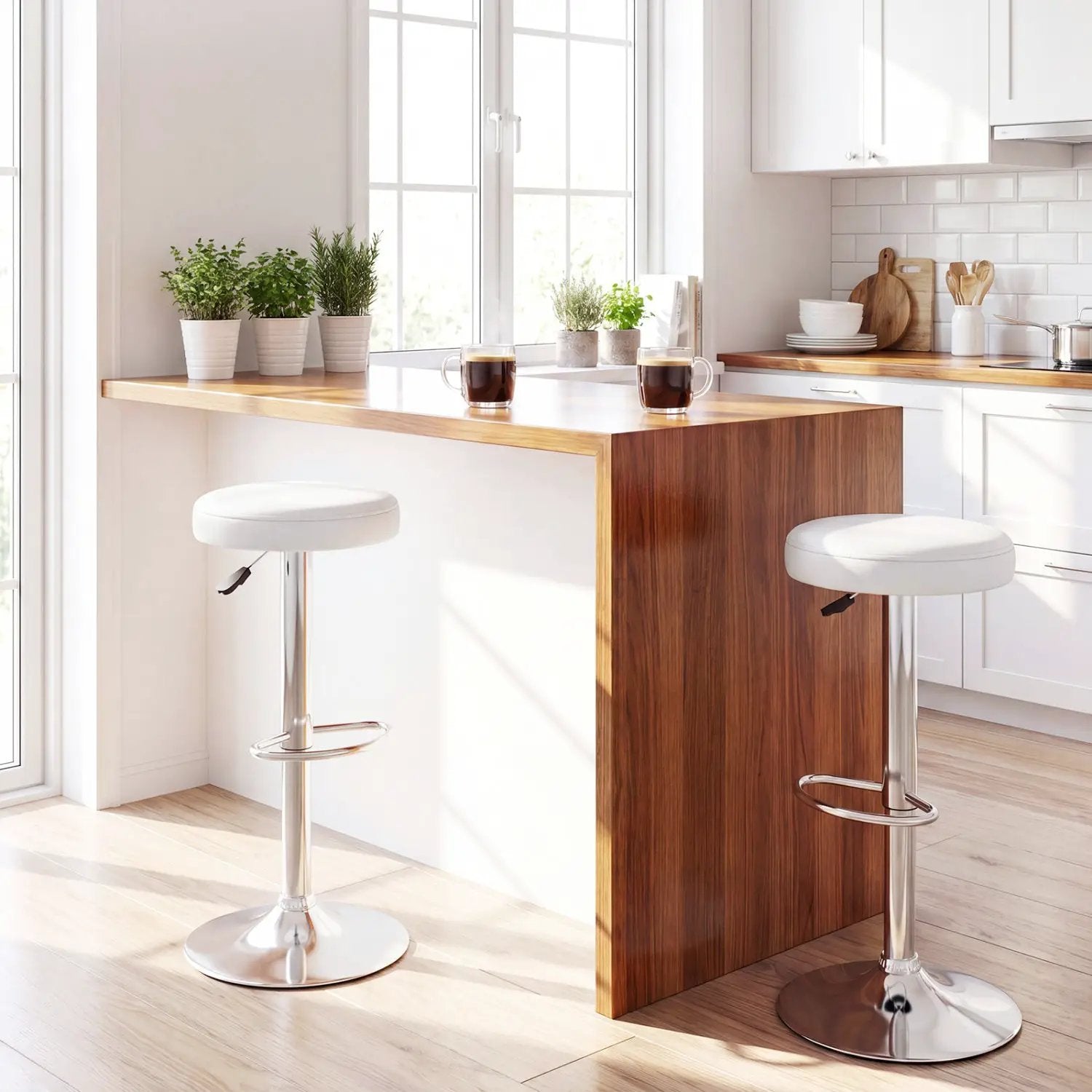 Adjustable Swivel Bar Stool with Footrest, 400 lbs Capacity by DirectDeals