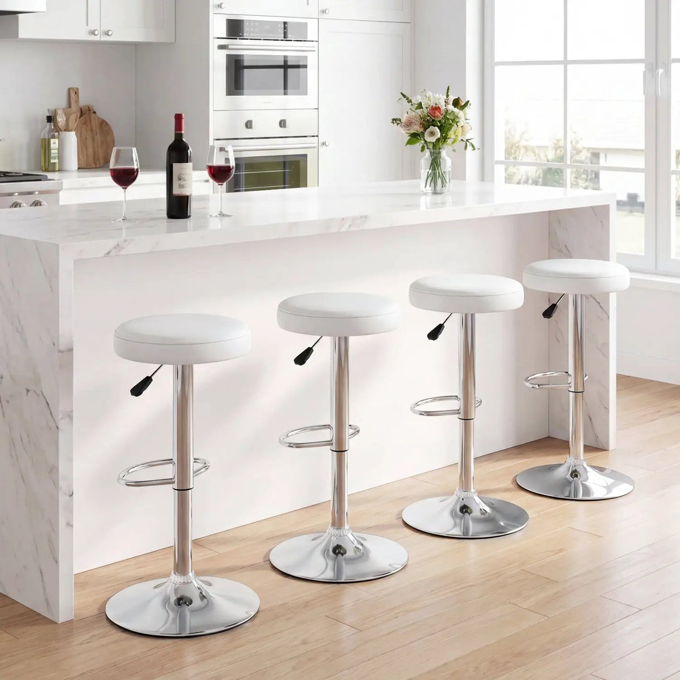 Adjustable Swivel Bar Stool with Footrest, 400 lbs Capacity by DirectDeals