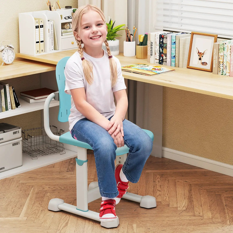 Height-adjustable Kid's Study Chair with Double Back Support and Breathable Seat for 3+ Years Old by DirectDeals