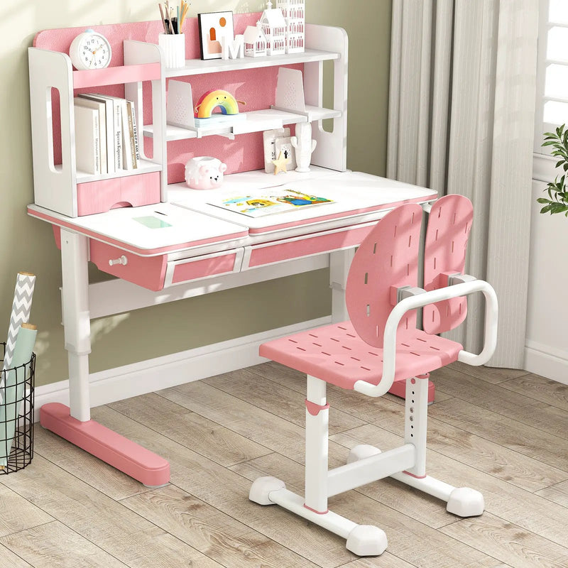 Height-adjustable Kid's Study Chair with Double Back Support and Breathable Seat for 3+ Years Old by DirectDeals