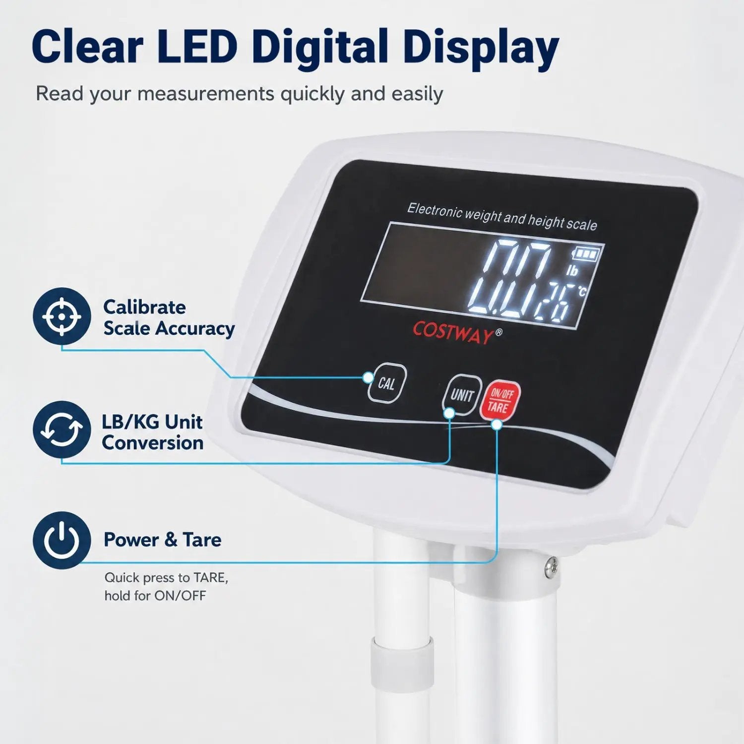 Digital Height and Weight Scale with LED Display 400 lbs by DirectDeals