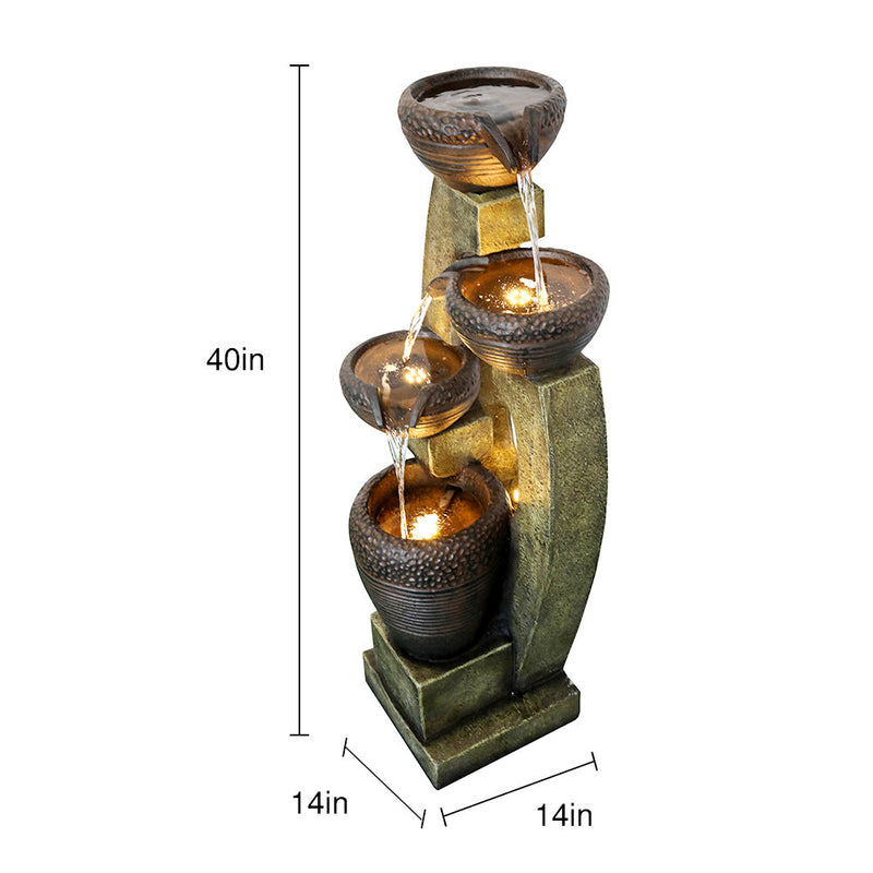 Resin Curved Sculptural Outdoor Water Fountain 40 Inch, photo 5 of 6