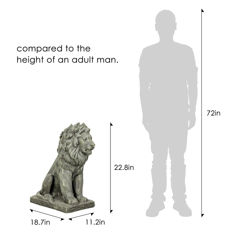 Concrete Outdoor Lion Statue Guardian Seated 22 Inch, photo 3 of 4