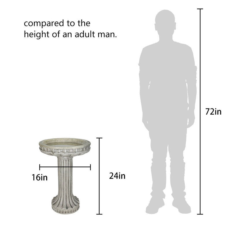 Concrete Pedestal Bird Bath Roman Fluted 24 Inch, photo 6 of 7