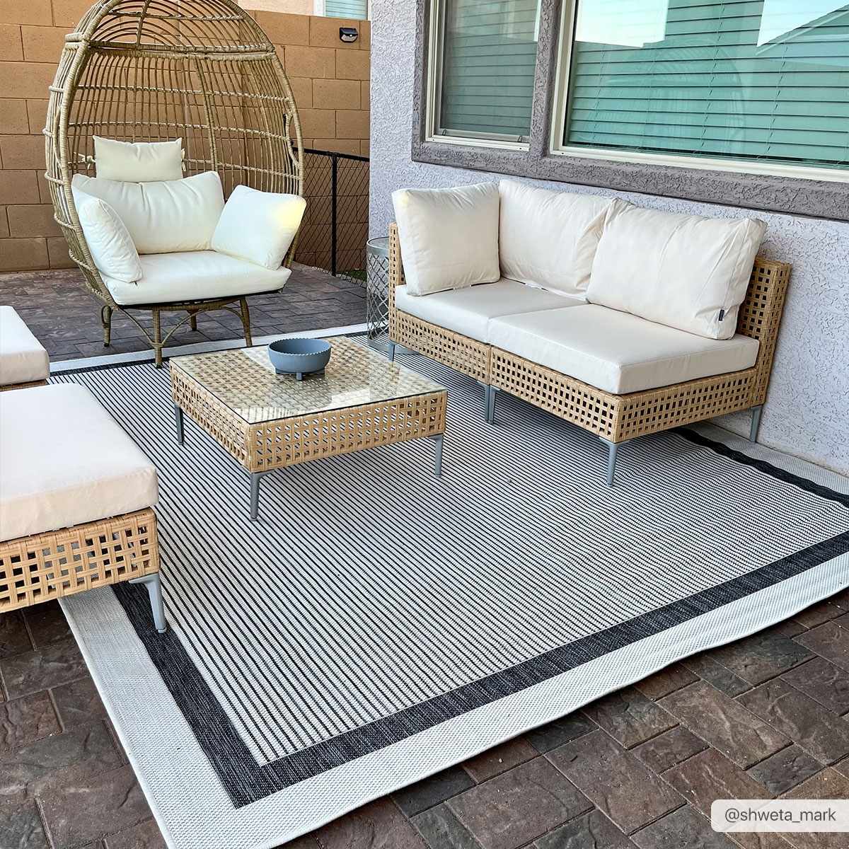 Hevel Black & White Outdoor Area Rug - Clearance by Boutique Rugs