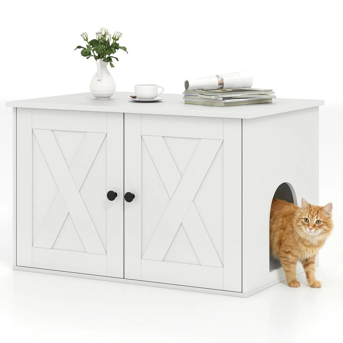 Hidden Cat Litter Box Enclosure Furniture with Divider-Oak, photo 9 of 9
