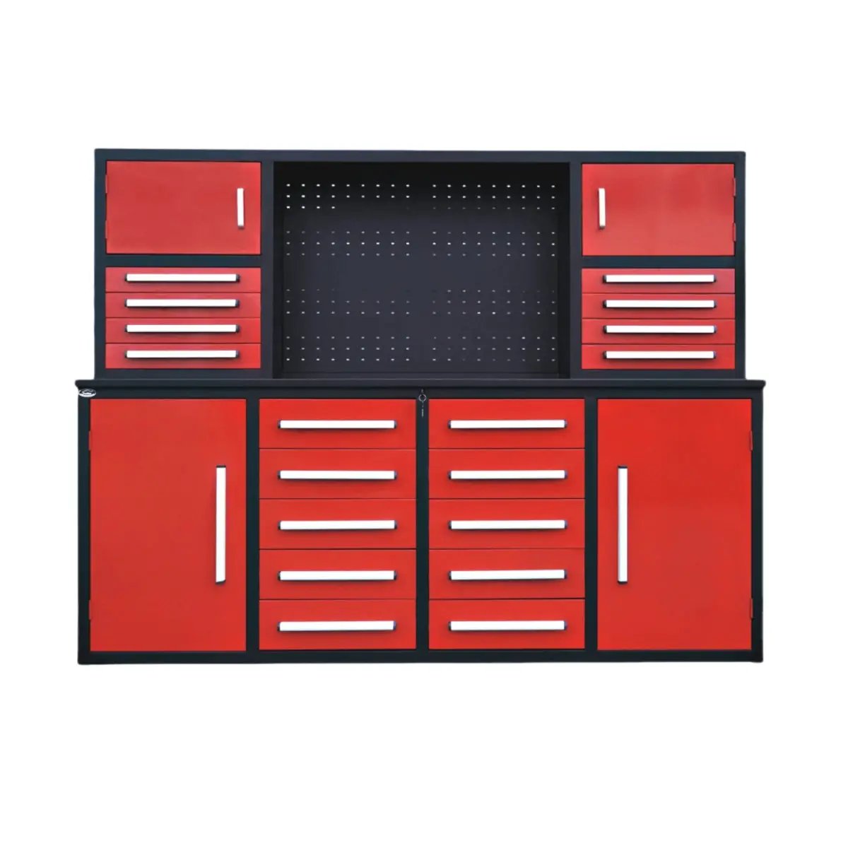 7 ft Garage Workbench Cabinet (18 Drawers & 4 Cabinets & Pegboard) by Chery Industrial