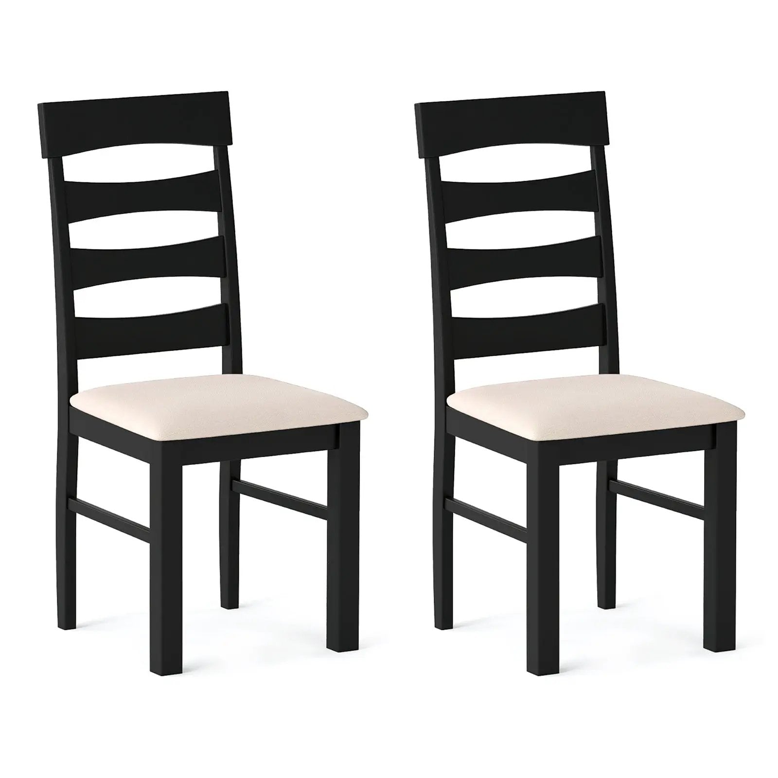 High Back Dining Room Chairs Set of 2 with Padded Seat-Black by DirectDeals