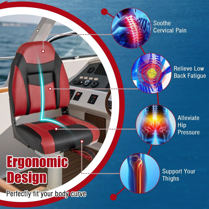 High Back Folding Boat Seat Set with Sponge Cushion-1 Piece by DirectDeals